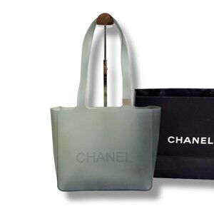 Chanel Rubber Mini Tote Shoulder Bag Clear Light Blue